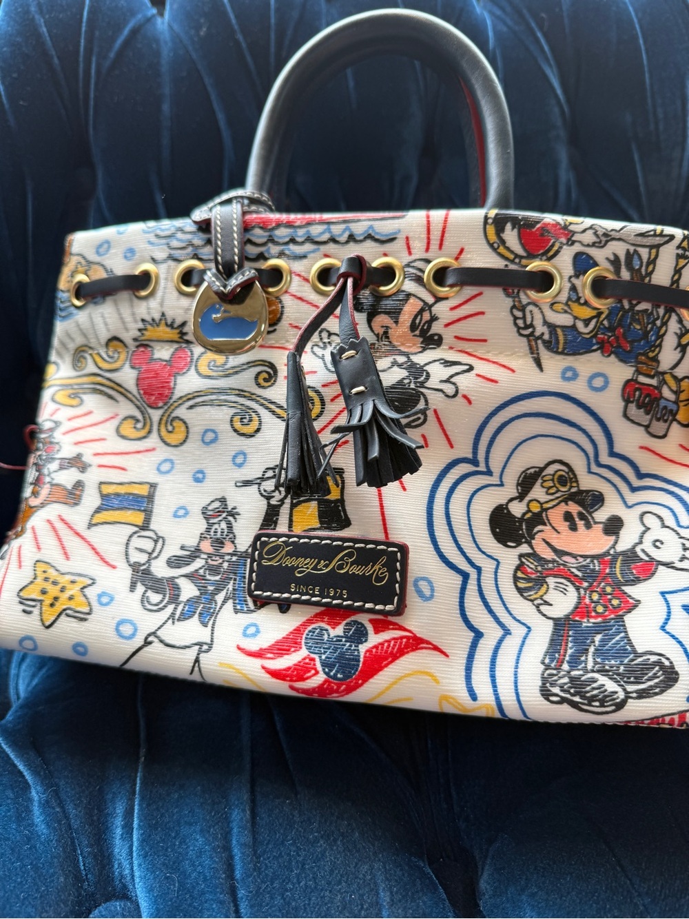 Dooney & Bourke | White Disney Mickey Mouse Printed Satchel Cruise Line - Picture 7 of 11